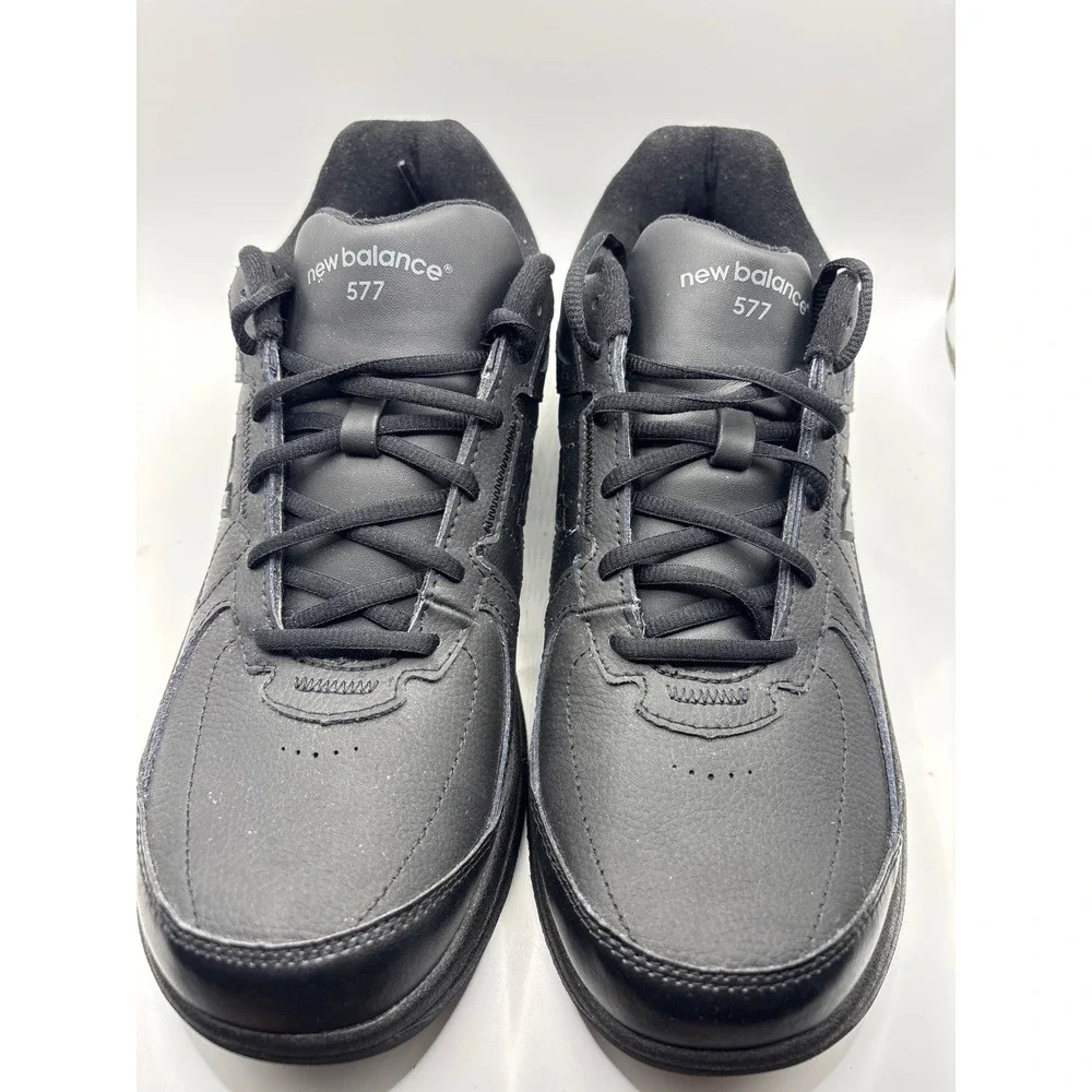 New Balance 577 Black Leather Walking Shoes WW577BK Womens 12 Mens 10.5 Low Top